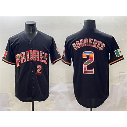 San Diego Padres #2 Xander Bogaerts Black MIKSHPS Mexico Cool Base Stitched Jersey