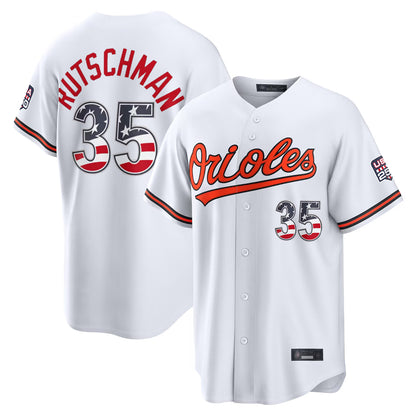 Baltimore Orioles #35 Adley Rutschman Player White MIKSHPS USA 250 Fourth of July Home Game Stitched Jerseys
