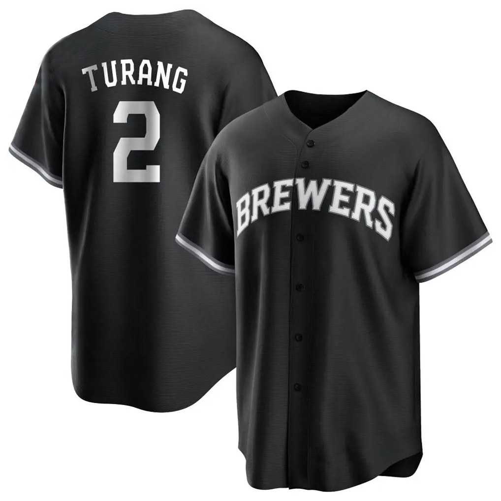 Milwaukee Brewers #2 Brice Turang Player Black MIKSHPS Game Home Stitched Jerseys