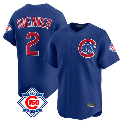 Chicago Cubs #2 Nico Hoerner Player Royal MIKSHPS 150th Anniversary Limited Home Stitched Jerseys