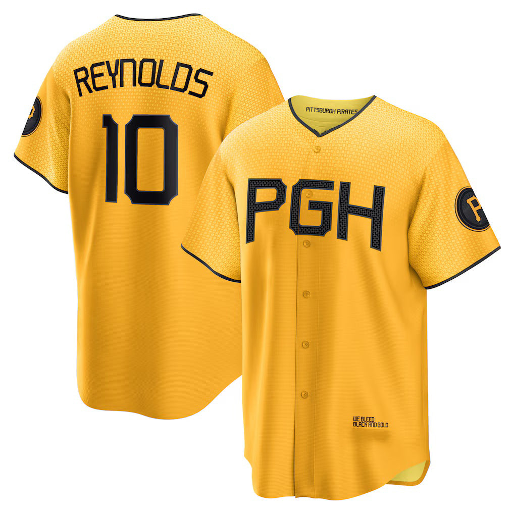 Pittsburgh Pirates #10 Bryan Reynolds Gold MIKSHPS City Connect Replica Player Jersey
