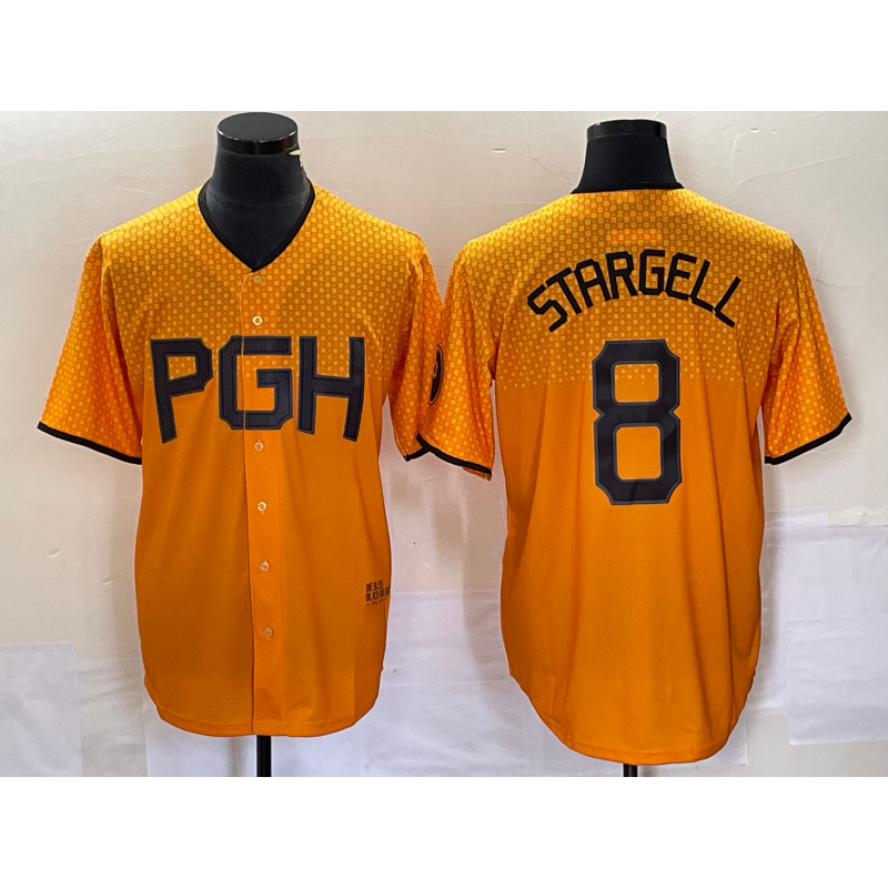 Pittsburgh Pirates #8 Willie Stargell Gold MIKSHPS 2023 City Connect Stitched Jersey