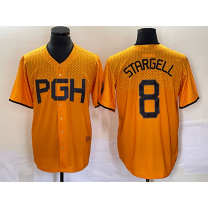 Pittsburgh Pirates #8 Willie Stargell Gold MIKSHPS 2023 City Connect Stitched Jersey
