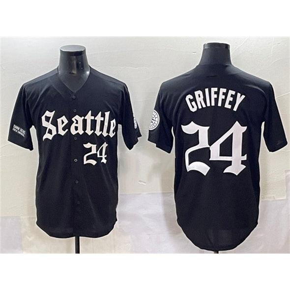 Seattle Mariners #24 Ken Griffey Jr. Black MIKSHPS 'Deep Sea Gothic Edition' Vapor Premier Limited Stitched Jersey