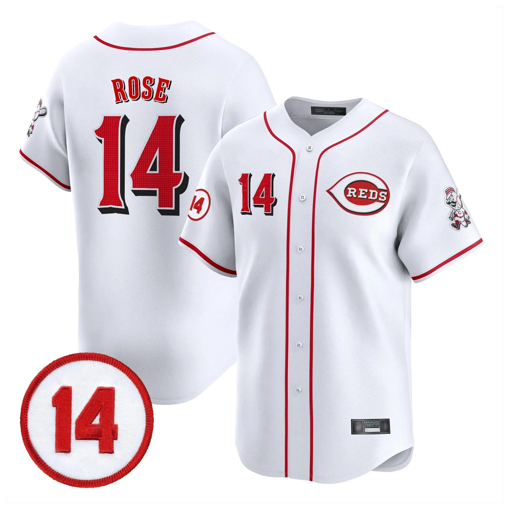 Cincinnati Reds #14 Pete Rose Player White MIKSHPS Vapor Premier Limited Home Stitched Jerseys