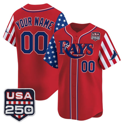 Custom Tampa Bay Rays America 250 Edition Vapor Premier Limited Red MIKSHPS Stitched Jerseys