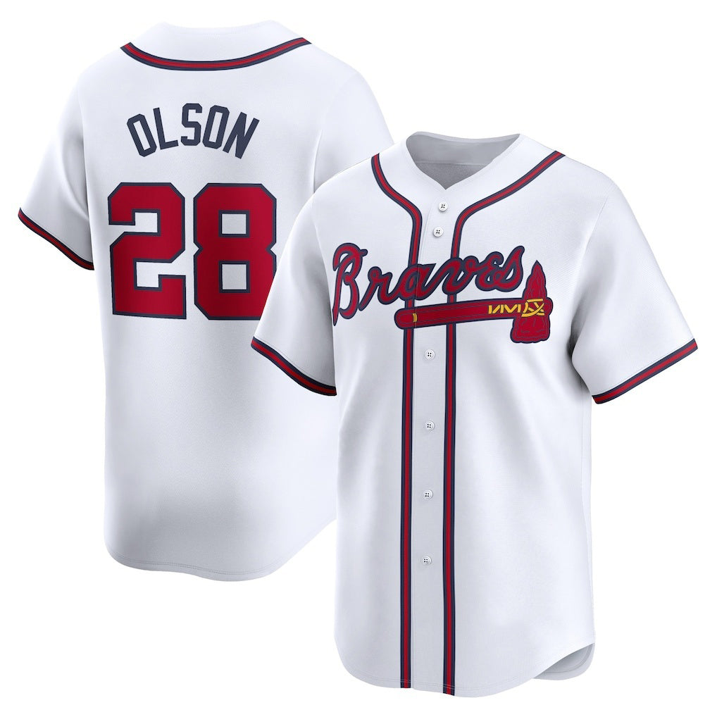 Atlanta Braves #28 Matt Olson White MIKSHPS Home Limited Player Jersey