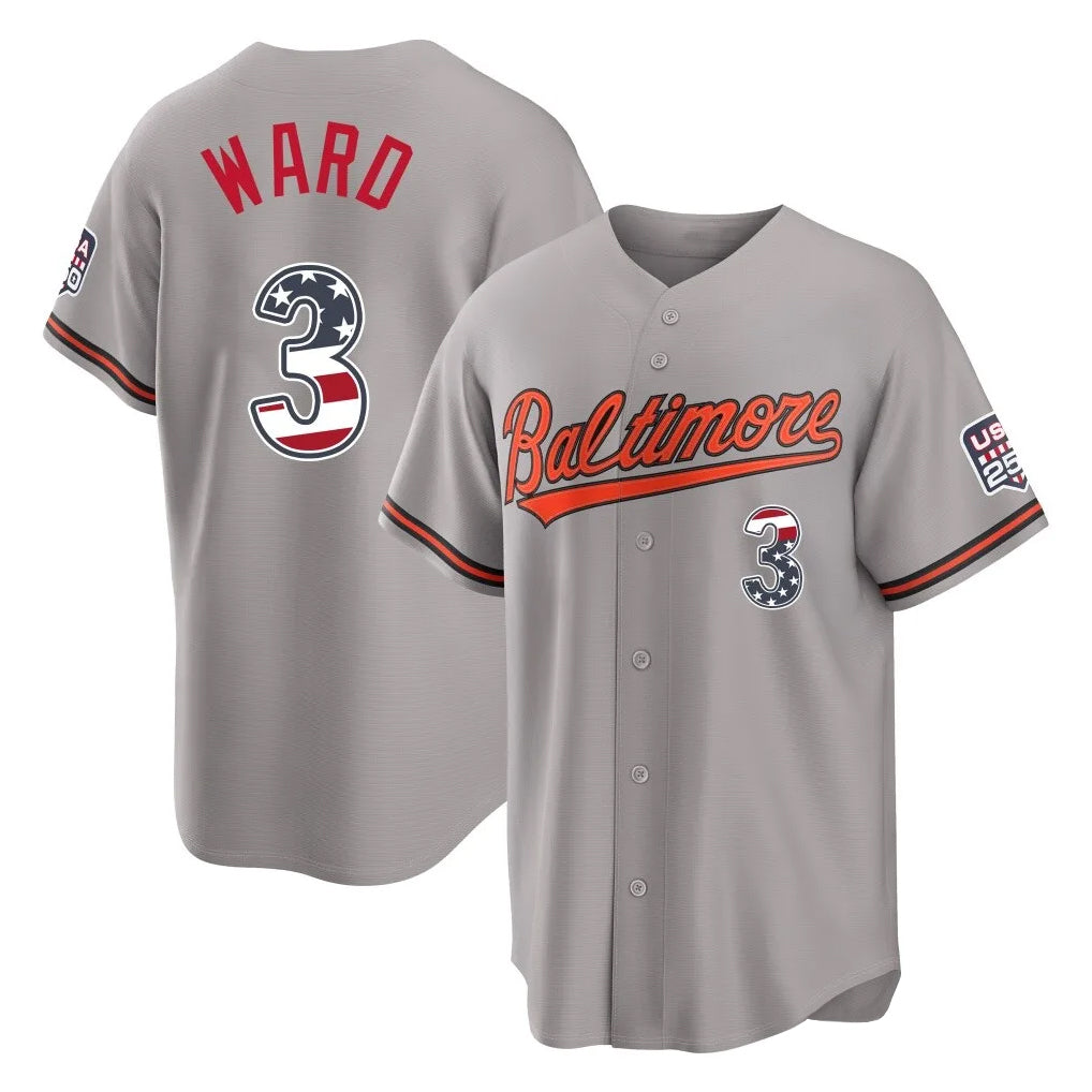 Baltimore Orioles #3 Taylor Ward Player Gray MIKSHPS USA 250 Fourth of July Home Game Stitched Jerseys
