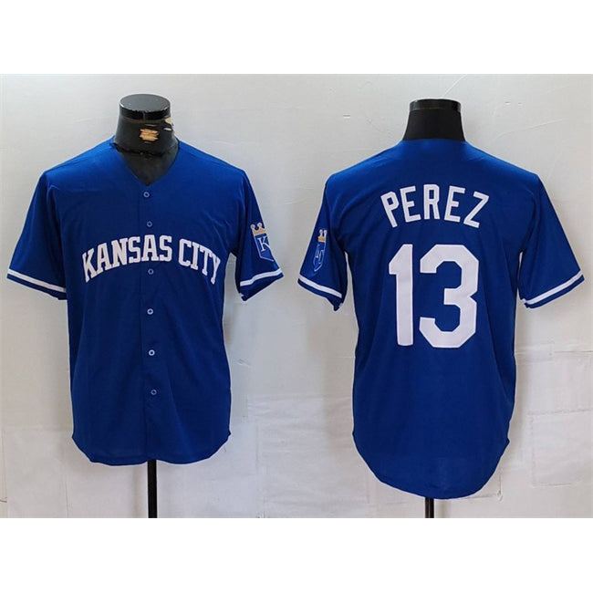 Kansas City Royals #13 Salvador Perez Royal MIKSHPS Cool Base Stitched Jersey