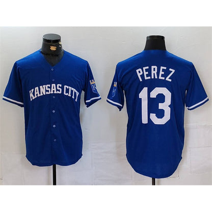 Kansas City Royals #13 Salvador Perez Royal MIKSHPS Cool Base Stitched Jersey