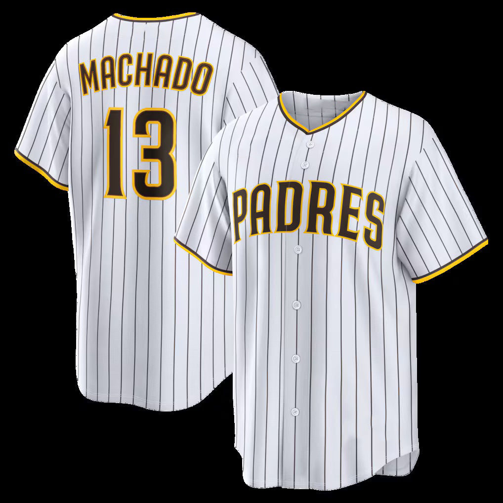 San Diego Padres #13 Manny Machado White MIKSHPS Home Replica Player Jersey 2