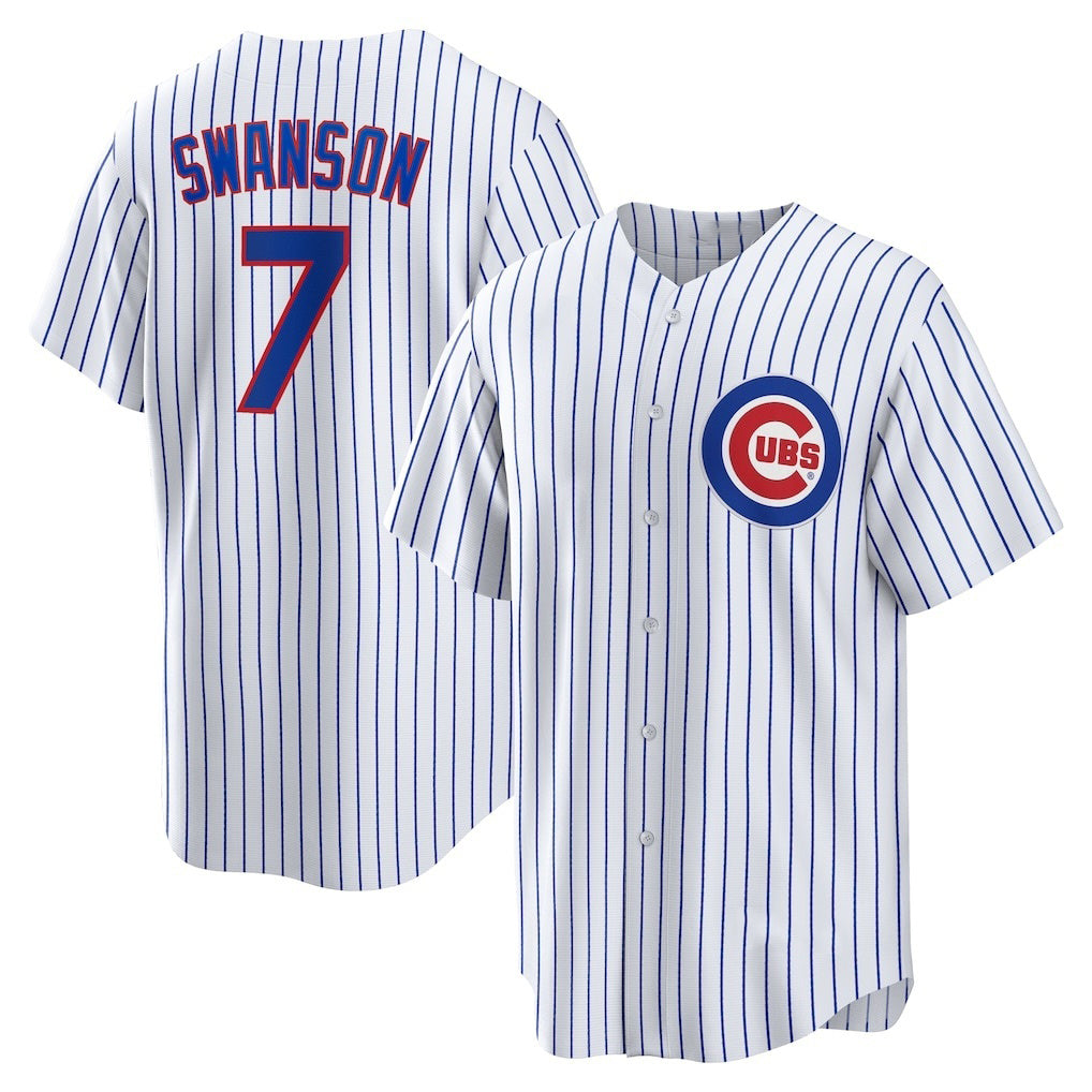 Chicago Cubs #7 Dansby Swanson White MIKSHPS Replica Player Jersey