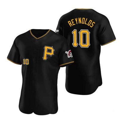 Pittsburgh Pirates #10 Bryan Reynolds Black MIKSHPS Alternate Team Logo P Flex Base Jersey