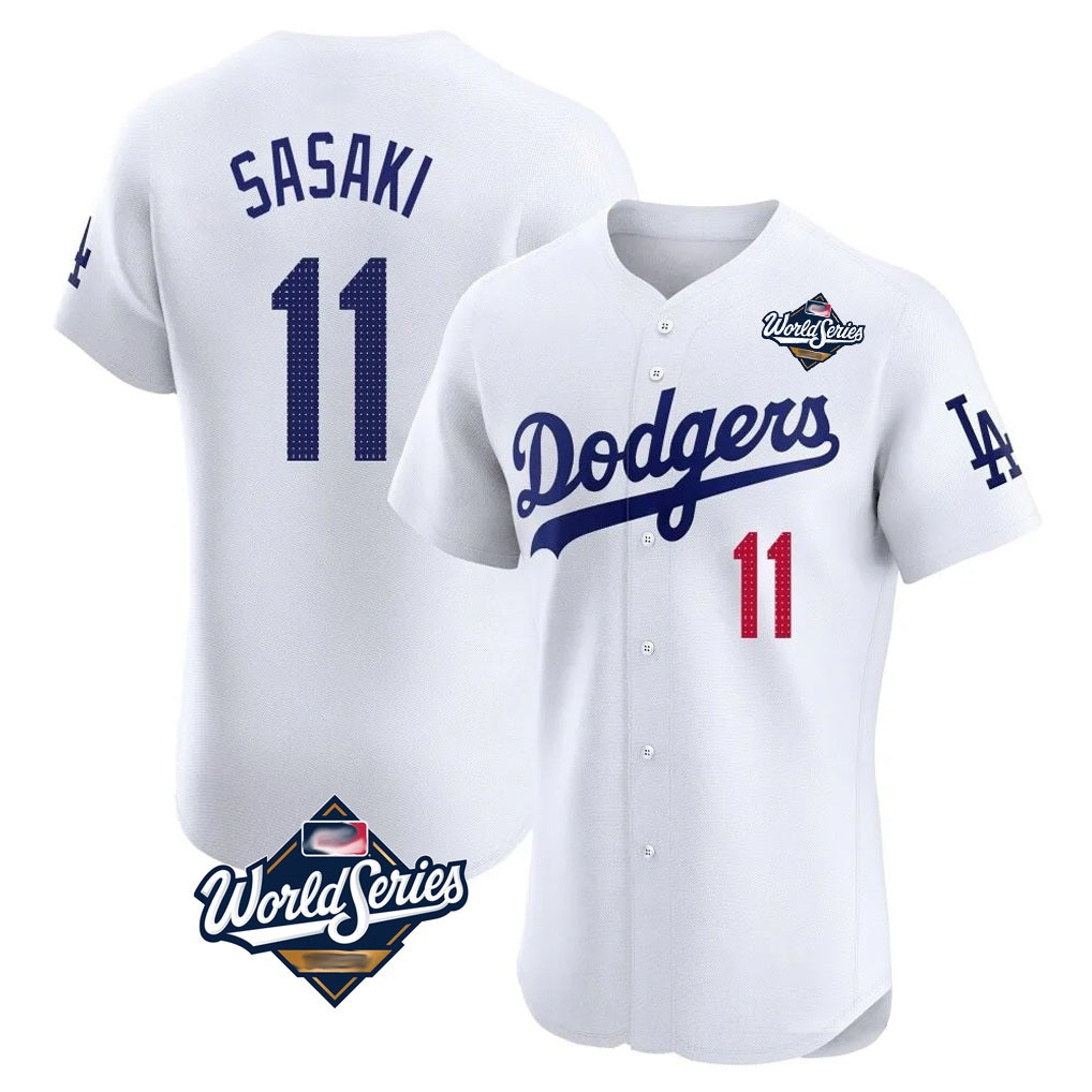 Los Angeles Dodgers #11 Roki Sasaki Player White MIKSHPS World Series Limited Elite Home Stitched Jerseys
