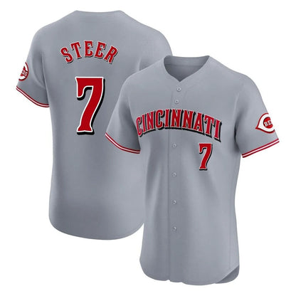 Cincinnati Reds #7 Spencer Steer Player Gray MIKSHPS Limited Elite Home Stitched Jerseys