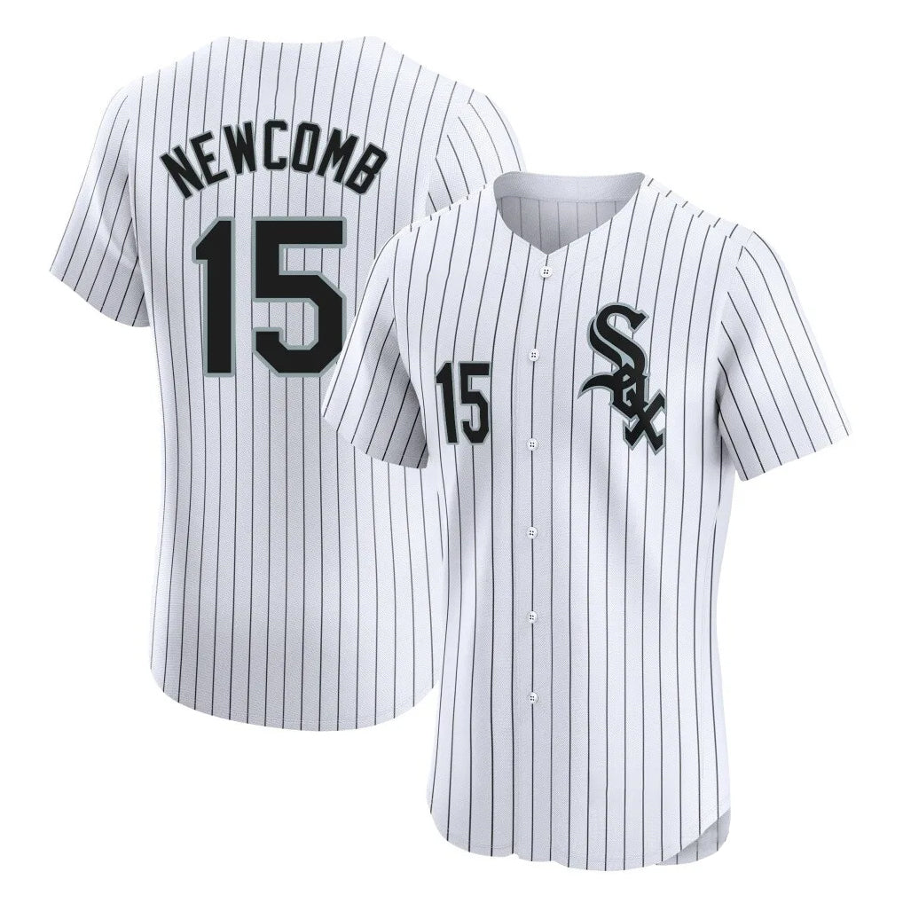 Chicago White Sox #15 Sean Newcomb Player White MIKSHPS Stripe Limited Elite Home Stitched Jerseys
