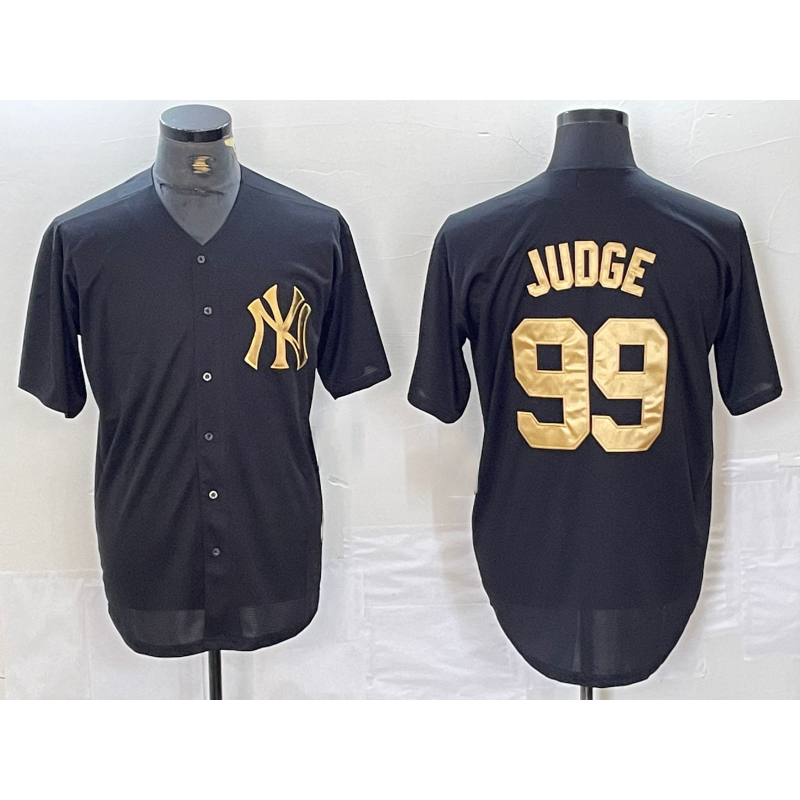 New York Yankees #99 Aaron Judge Black Gold MIKSHPS Cool Base Stitched Jersey