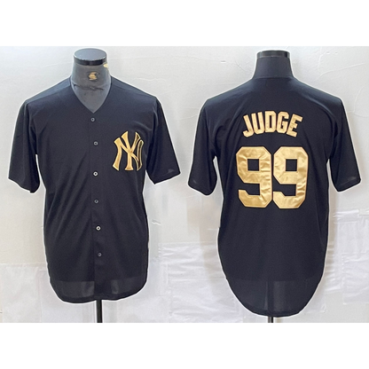 New York Yankees #99 Aaron Judge Black Gold MIKSHPS Cool Base Stitched Jersey