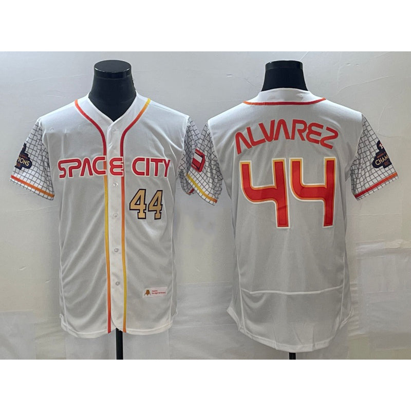 Houston Astros #44 Yordan Alvarez Number White MIKSHPS 2023 City Connect Flex Base Stitched Jersey 3