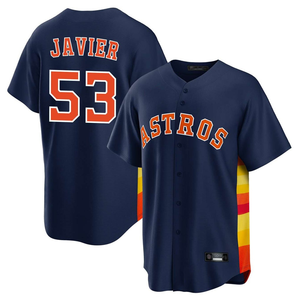 Houston Astros #53 Cristian Javier Player Navy MIKSHPS Home Game Stitched Jerseys