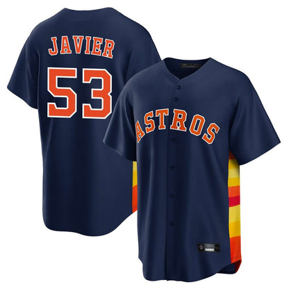 Houston Astros #53 Cristian Javier Player Navy MIKSHPS Home Game Stitched Jerseys