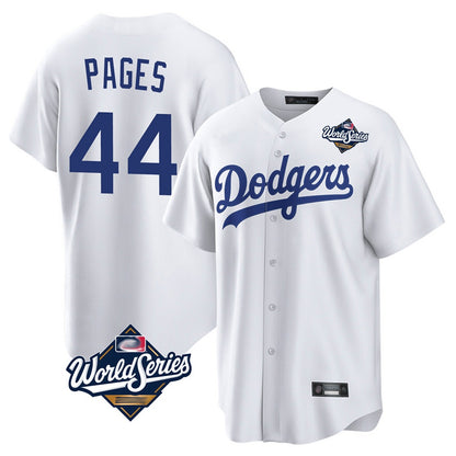 Los Angeles Dodgers #44 Andy Pages Player White MIKSHPS World Series Game Home Stitched Jerseys