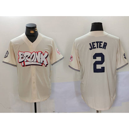 New York Yankees #2 Derek Jeter Cream MIKSHPS Limited Stitched Jersey 2
