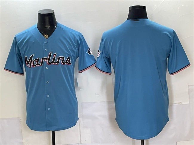 Miami Marlins Blank Blue MIKSHPS Cool Base Stitched Jersey