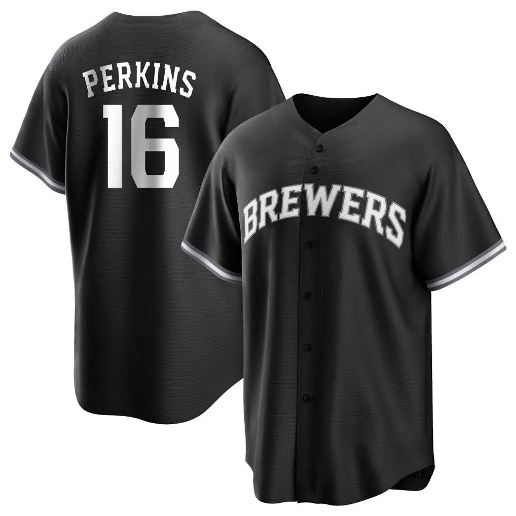 Milwaukee Brewers #16 Blake Perkins Player Black MIKSHPS Game Home Stitched Jerseys