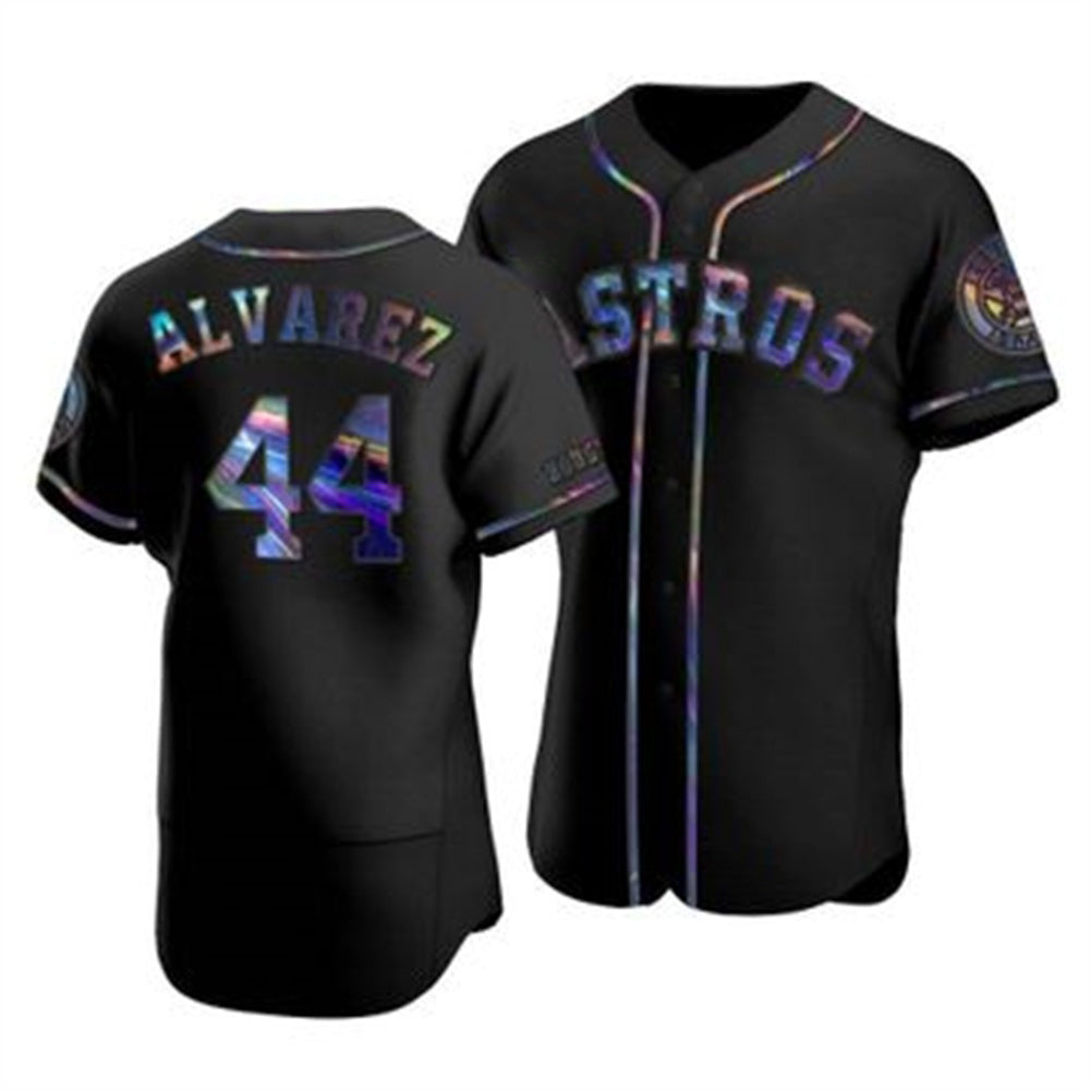 Houston Astros #44 Yordan Alvarez Iridescent Holographic Collection Jersey - Black MIKSHPS