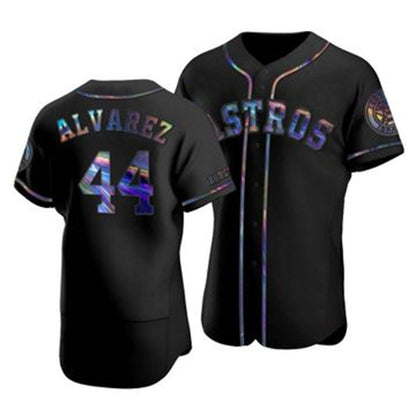Houston Astros #44 Yordan Alvarez Iridescent Holographic Collection Jersey - Black MIKSHPS
