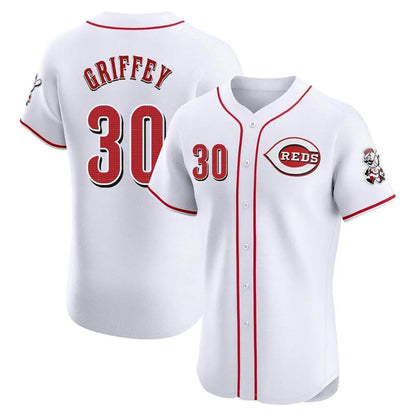 Cincinnati Reds #30 Ken Griffey Player White MIKSHPS Limited Elite Home Stitched Jerseys
