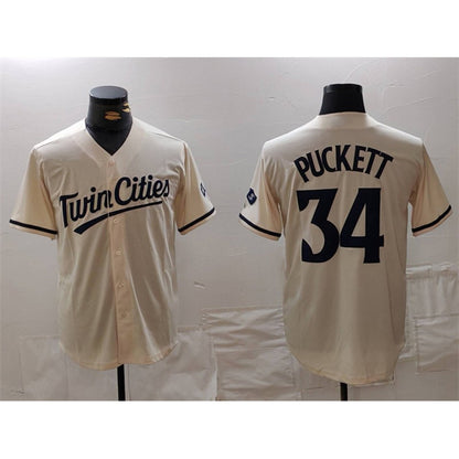 Minnesota Twins #34 Kirby Puckett Cream MIKSHPS Cool Base Stitched Jersey