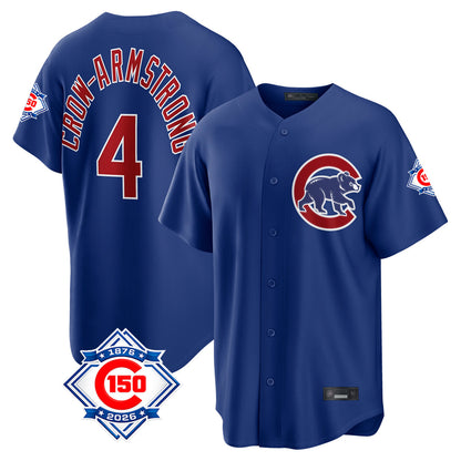 Chicago Cubs #4 Pete Crow-Armstrong Player Royal MIKSHPS 150th Anniversary Home Game Stitched Jerseys