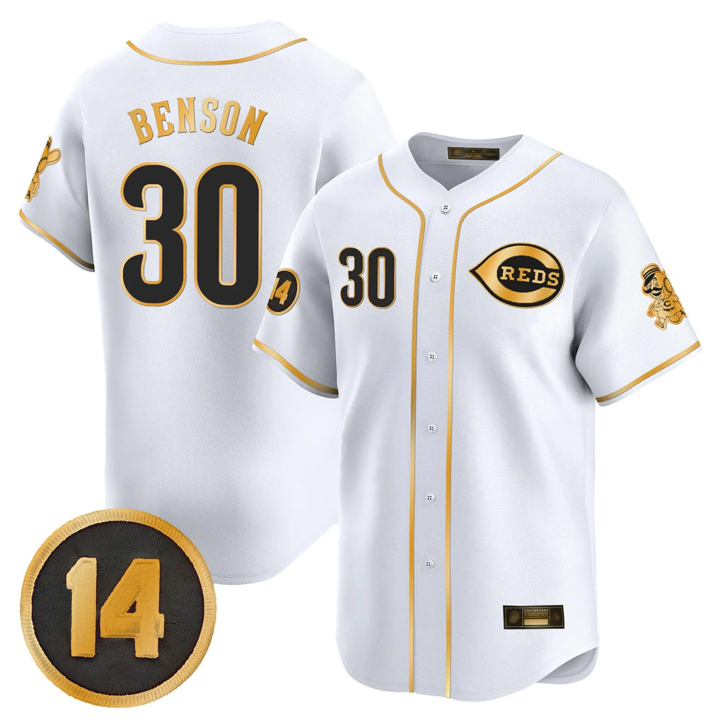 Cincinnati Reds #30 Ken Griffey Player White-Gold MIKSHPS Vapor Premier Limited Home Stitched Jerseys