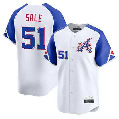 Atlanta Braves #51 Chris Sale Player White MIKSHPS City Connect Limited Home Game Stitched Jerseys