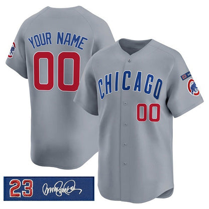 Custom Chicago Cubs Active Player Gray MIKSHPS 'Ryne Sandberg Tribute' Vapor Limited V3 Stitched Jersey