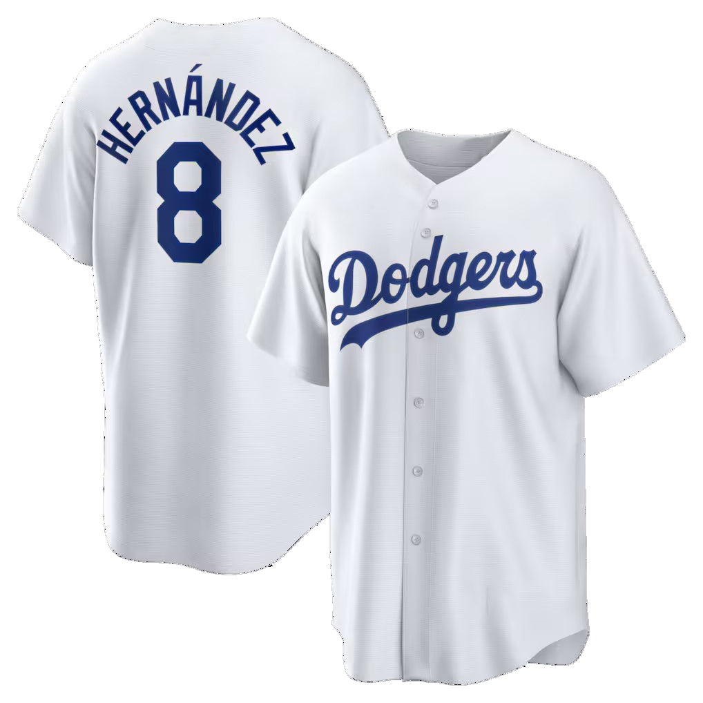 Los Angeles Dodgers #8 Enrique Hernandez White MIKSHPS Home Replica Jersey