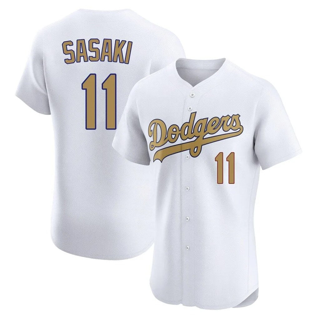 Los Angeles Dodgers #11 Roki Sasaki Player White Gold MIKSHPS Limited Elite Home Stitched Jerseys