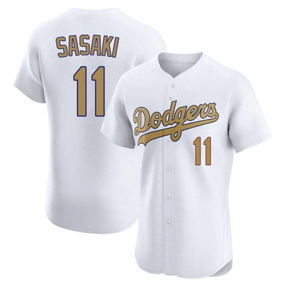 Los Angeles Dodgers #11 Roki Sasaki Player White Gold MIKSHPS Limited Elite Home Stitched Jerseys