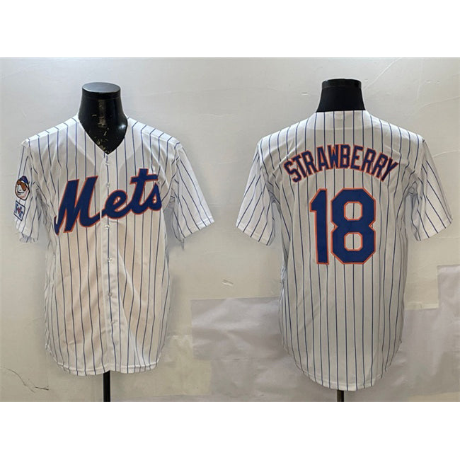 New York Mets #18 Darryl Strawberry White MIKSHPS 2025 Spring Training Cool Base Stitched Jersey