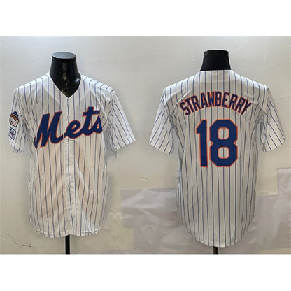 New York Mets #18 Darryl Strawberry White MIKSHPS 2025 Spring Training Cool Base Stitched Jersey