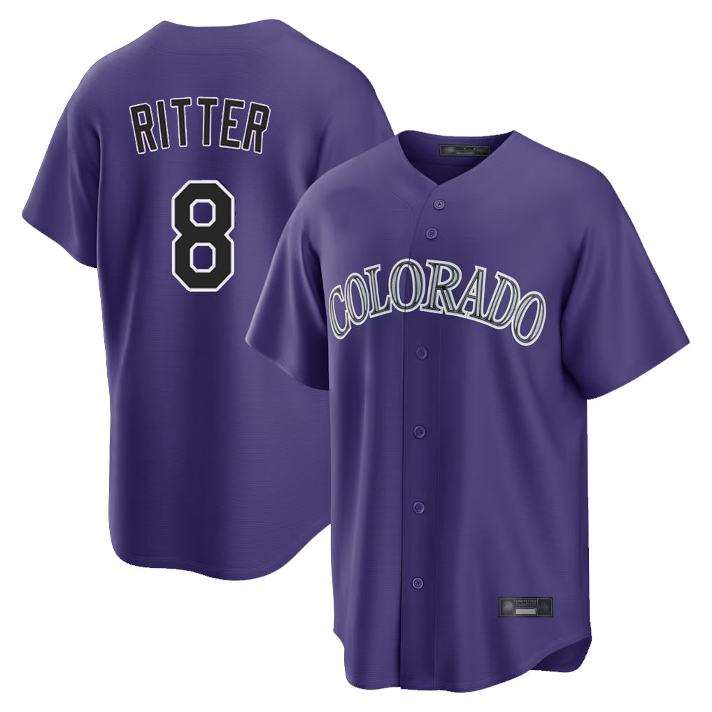 Colorado Rockies #8 Ryan Ritter Player Purple MIKSHPS Game Home Stitched Jerseys