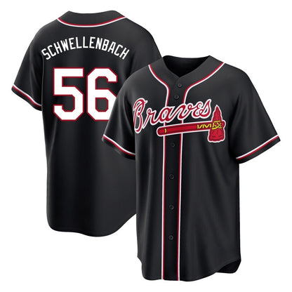 Atlanta Braves #56 Spencer Schwellenbach Player Black MIKSHPS Fashion Out Game Stitched Jerseys