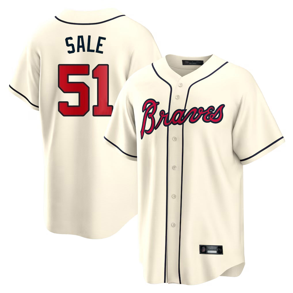Atlanta Braves #51 Chris Sale Player Cream MIKSHPS Home Game Stitched Jerseys