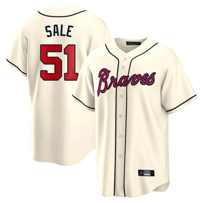 Atlanta Braves #51 Chris Sale Player Cream MIKSHPS Home Game Stitched Jerseys