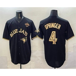 Toronto Blue Jays #4 George Springer Black Gold MIKSHPS 2025 American League Champions Limited Stitched Jersey