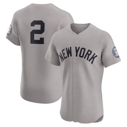 New York Yankees #2 Derek Jeter Gray MIKSHPS Road 2020 Hall of Fame Induction Patch Elite Player Jersey