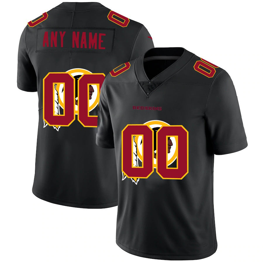 Custom W.Redskins Black MIKSHPS Team Logo Dual Overlap Limited Jersey