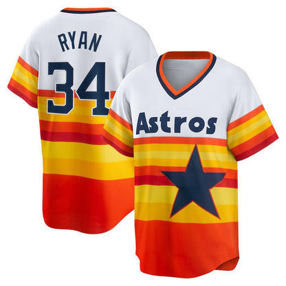 Houston Astros #34 Nolan Ryan White MIKSHPS Home Cooperstown Collection Player Jersey